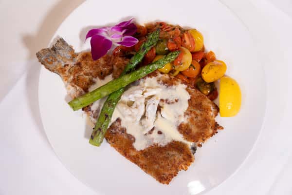 Parmesan Crusted Rainbow Trout With Jumbo Lump Crabmeat