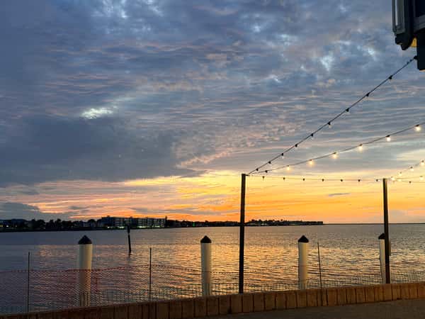 Exterior sunset beach view at restaurant