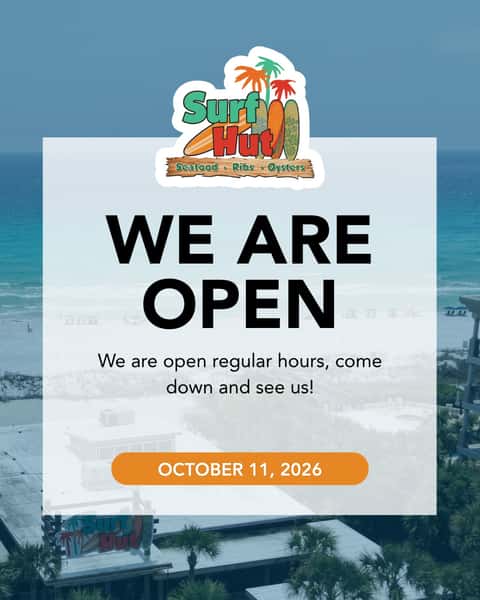 Starting at lunch today, Surf Hut is open again.
Hours are 11am to 10pm and we hope to see you soon!
