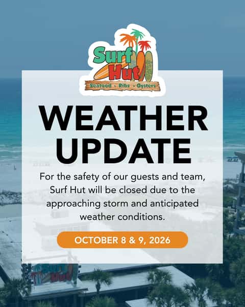 For the safety of our guests and team, Surf Hut will close at 3 pm on Thursday (10/8) and remain closed on Friday (10/9) because of the approaching storm and expected weather conditions.
We’ll continue to monitor conditions and share updates here regarding reopening and regular hours.
To our neighbors, guests, and team members across the community. Please take care and stay safe. We look forward to welcoming you back soon.