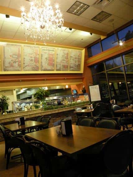 Villa Italian restaurant indoor seating at night