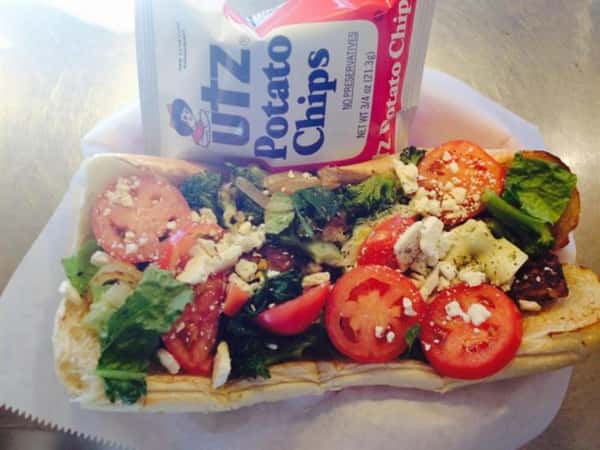pita sandwich and utz potato chips