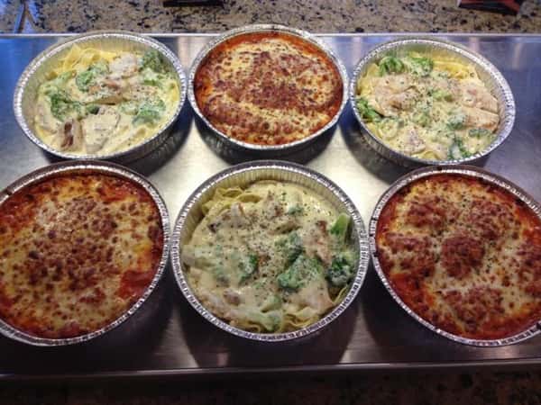 6 catering trays of Fettuccini and Parmigiana