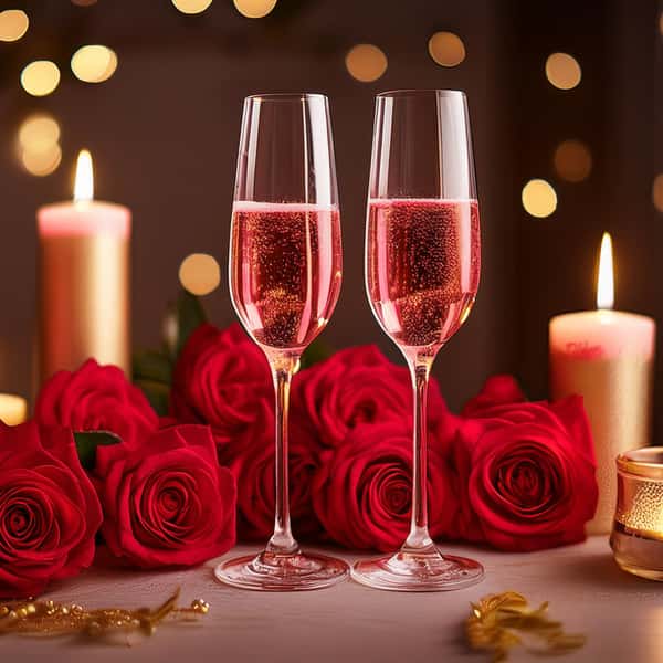 champagne and roses