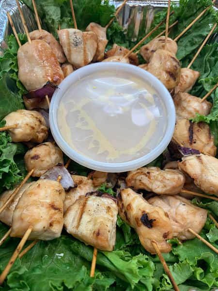 Catering Grilled Chicken Skewers with Asian Ginger Dressing Appetizer