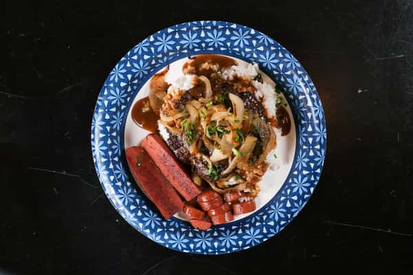 Hamburger Steak w/ Hot dog