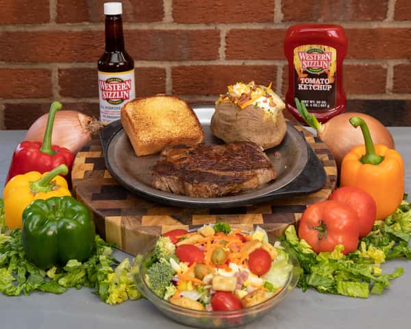 steak and salads