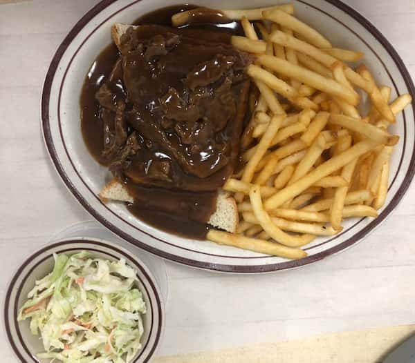 Hot Beef with Fries & Side Slaw