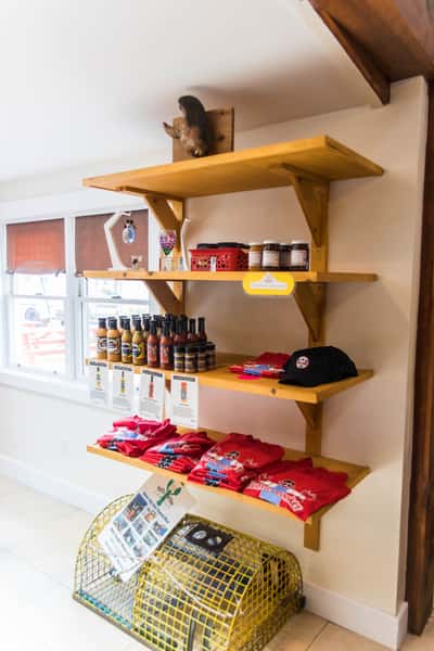 shelves of merch
