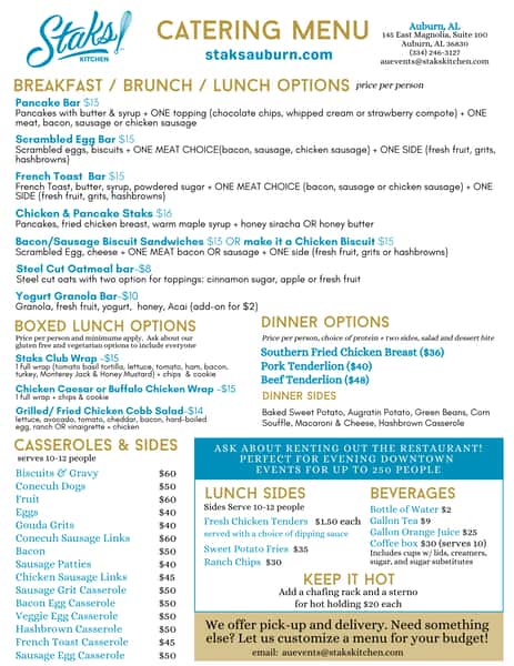 Catering Menu March 2025