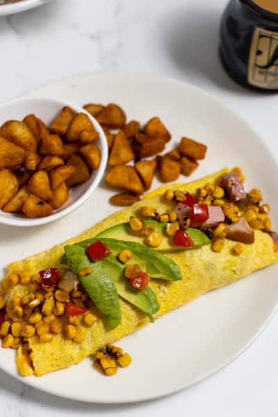 SUMMER SWEET CORN + HAM OMELET