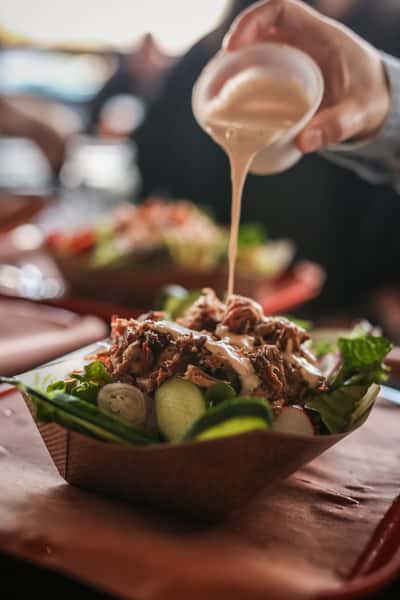 salad with bbq and dressing
