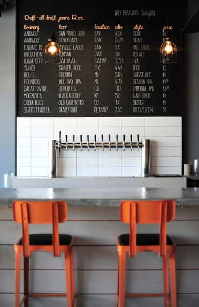 bar area with beer list