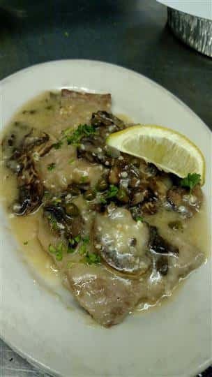 Chicken or Veal marsala entree.