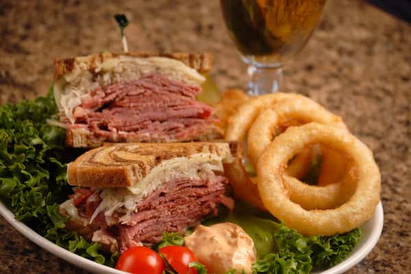 reuben and onion rings