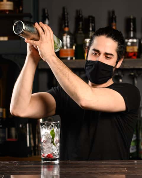 bartender shaking drink