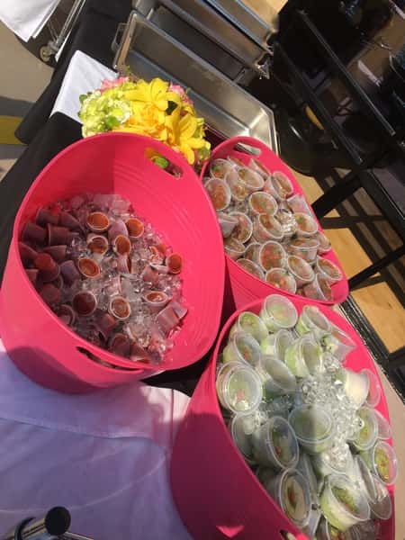 bowls of condiments