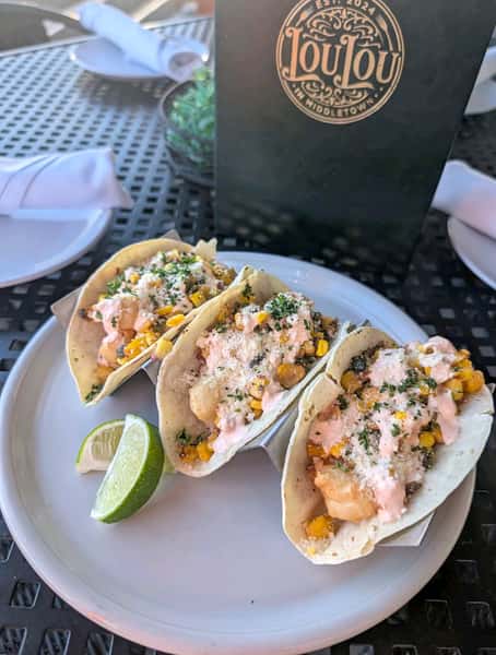 🌮 Taco Tuesday came to play.

Beer battered shrimp tacos with roasted poblano elote, guajillo sour cream, and Pecorino, all tucked into corn tortillas.

On special all day. Come see us in Middletown!