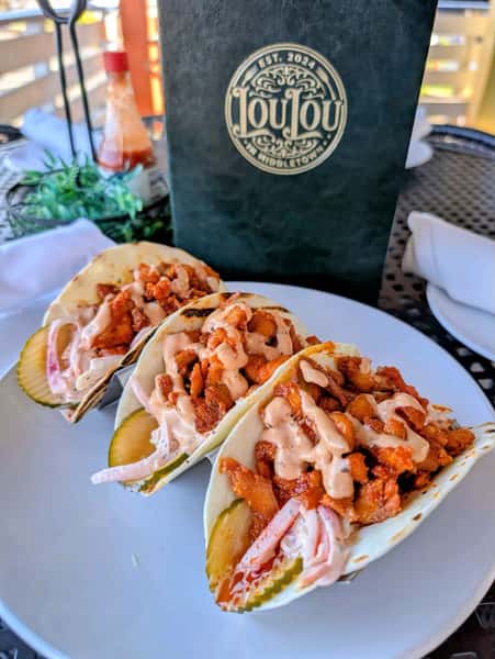 🌮 Taco Tuesday is bringing the heat.

Nashville hot chicken tacos loaded with creamy coleslaw, pickles, and Cajun house sauce. Spicy, crispy, messy in all the right ways.

On special all day. Come see us in Middletown!