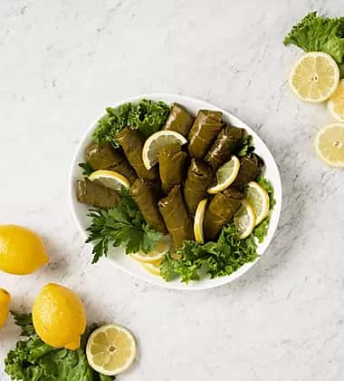 Salad and leaf rolls