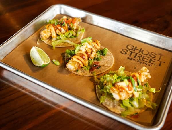 TEMPURA SHRIMP TACOS