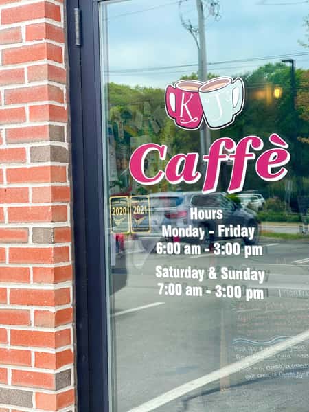 cafe logo and hours info