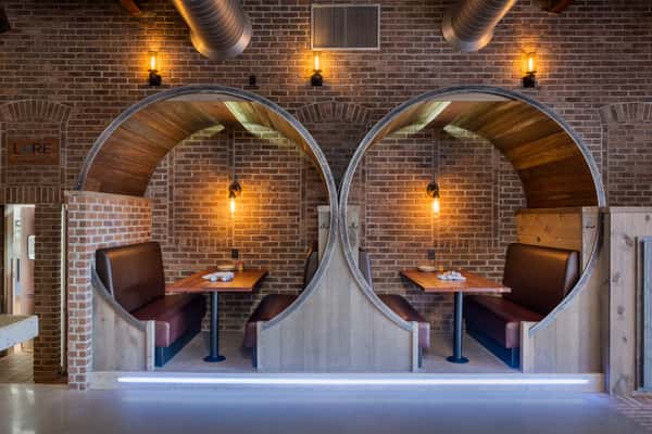 porthole shaped booths
