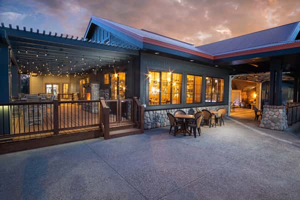 exterior view of restaurant at night