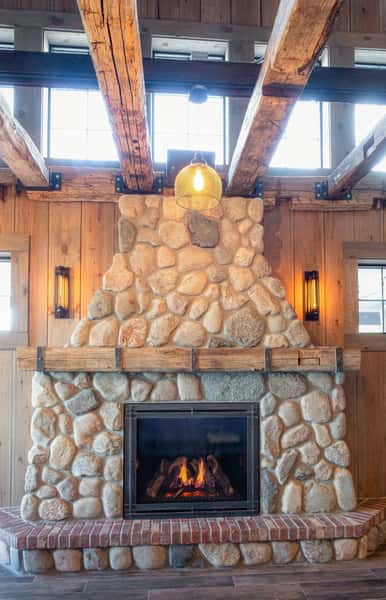 outdoor stone fireplace