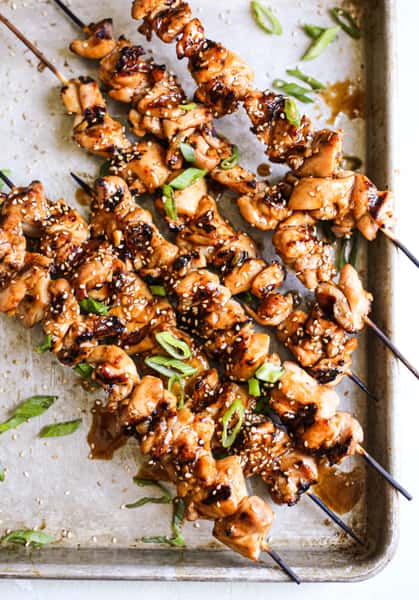 Sesame Garlic Chicken Skewers