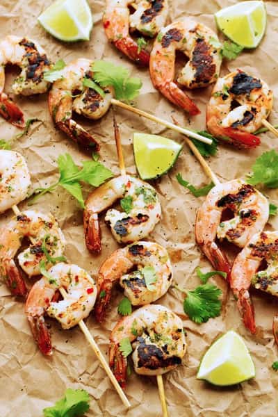 Lime Cilantro Shrimp Skewers