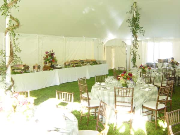 catering table and tables with chairs
