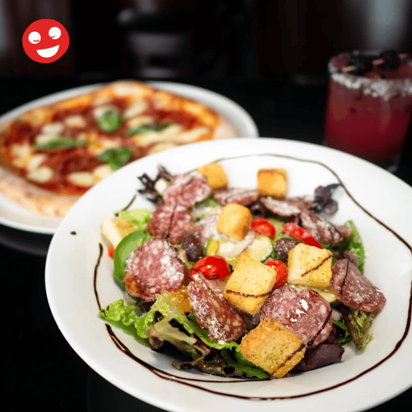 piizza and salad