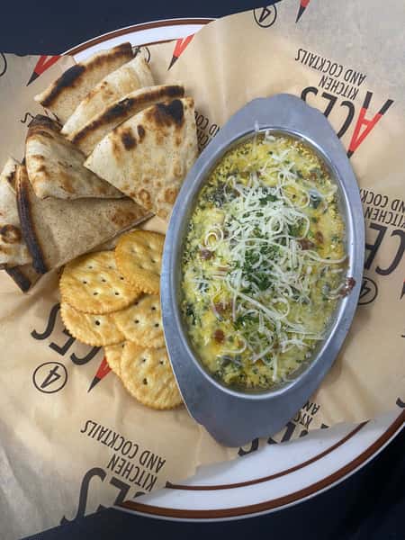 Woodfire Cheesy Spinach and Artichoke Dip