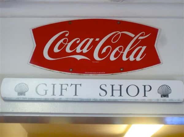 Coca Cola and Gift Shop signs