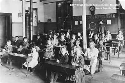 1867 school house interior, South Dennis, MA