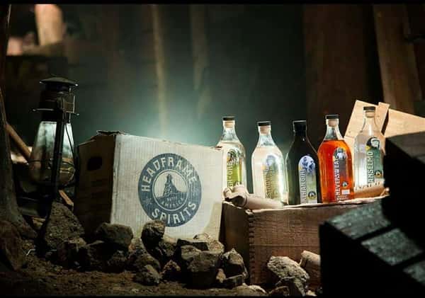 headframe spirits box and bottles