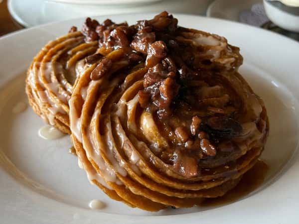 Sticky buns with nuts on top