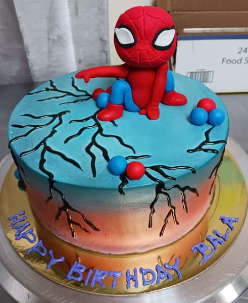 Spider Man theme cake from Chennai Cafe 