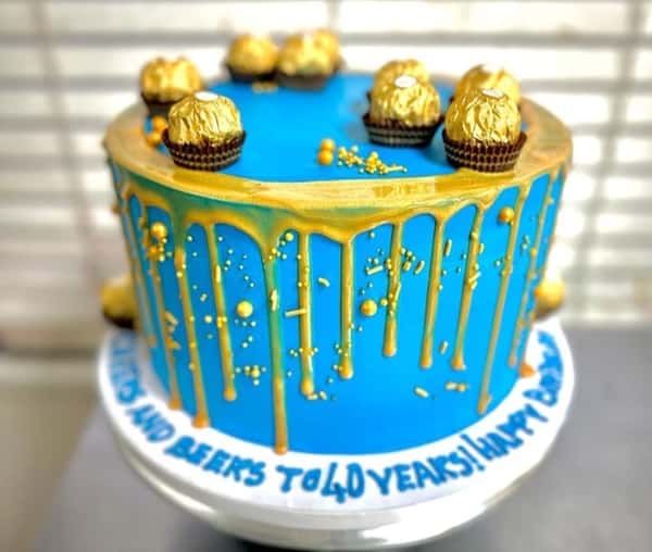 blue theme cake from Chennai Cafe