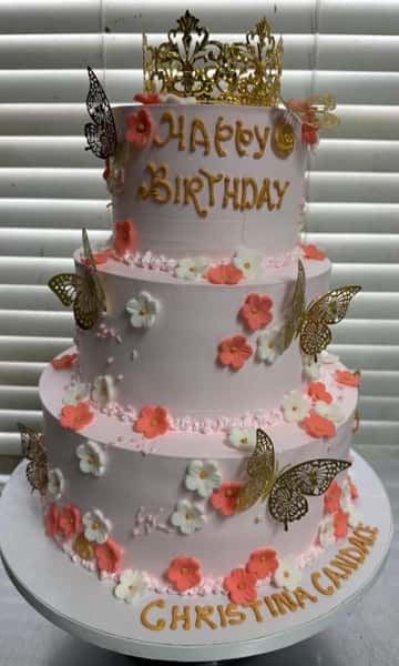 Three layer flower cake from Chennai Cafe