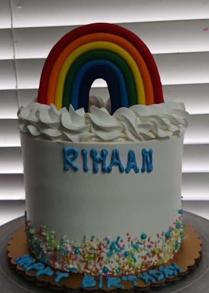Rainbow theme cake from chennai cafe