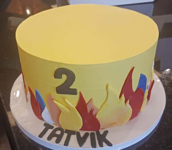 Fire theme cake from Chennai Cafe