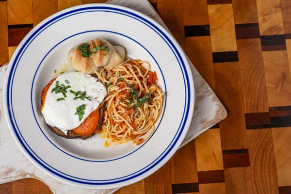eggplant parm with spaghetti