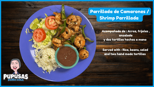 Parrillada de camarones, Mariscos, shrimp on the grill