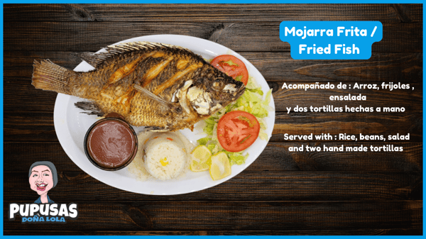 Mojarra frita , fried fish , seafood