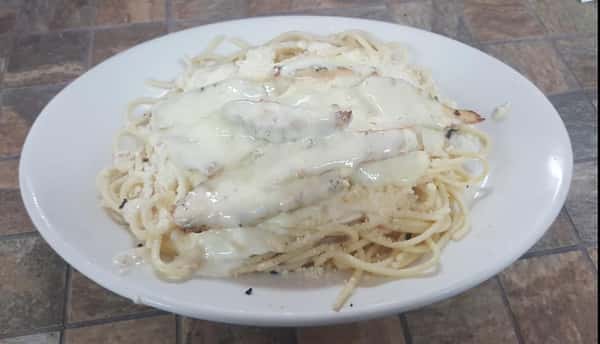 Chicken Alfredo, Salad & Breadstick Special Full Dinein Menu Pizza