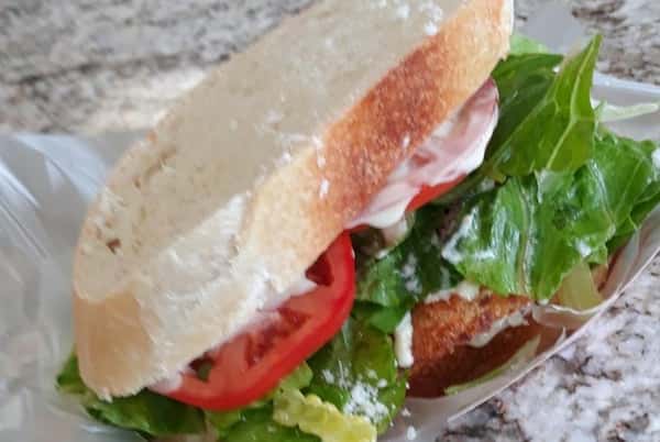 Chicken Parmesan Sandwich with Romaine and Caesar Dressing