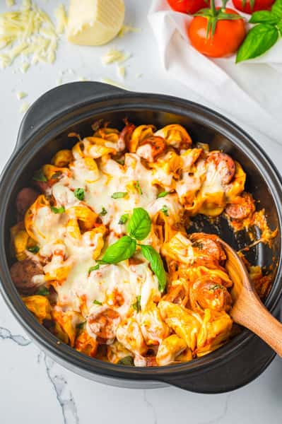Baked Tortelinni with Bacon & Cheese