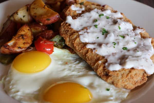 CHICKEN FRIED STEAK & EGGS